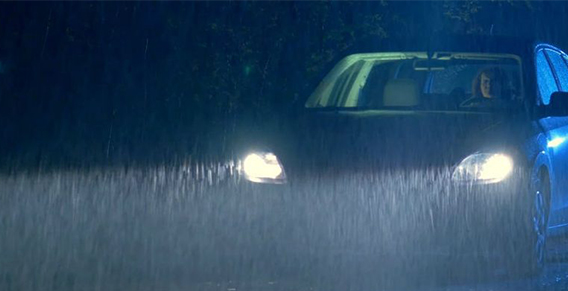 Check Headlights in Heavy Rain